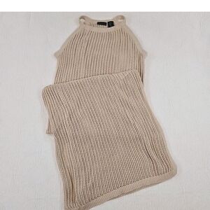 Tahari Off-the-Shoulder Beige Sweater